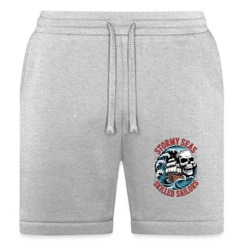 Stormy Seas Skull Pirate Ship Nautical Ocean Waves - Bella + Canvas Unisex Short