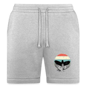 Retro Sunset Bird Silhouette - Bella + Canvas Unisex Short - heather gray - Front