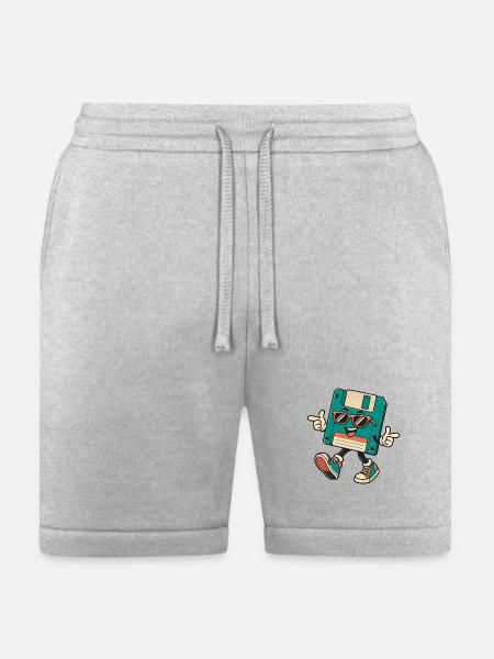 Retro Disk Mascot with Sunglasses - Bella + Canvas Unisex Short - heather gray