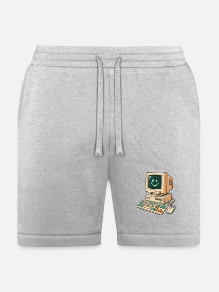 Retro Pixel Smile Computer - Bella + Canvas Unisex Short - heather gray