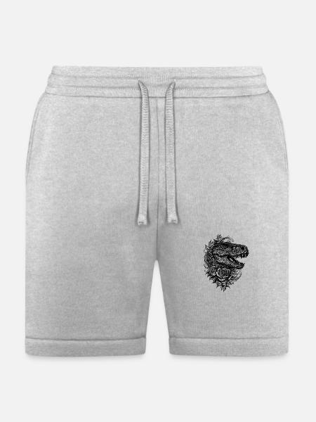 Dinosaur In Flower Tattoo Roses Dino Style - Bella + Canvas Unisex Short - heather gray