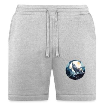 A wolf howling under the full moon - Bella + Canvas Unisex Short - heather gray - Front