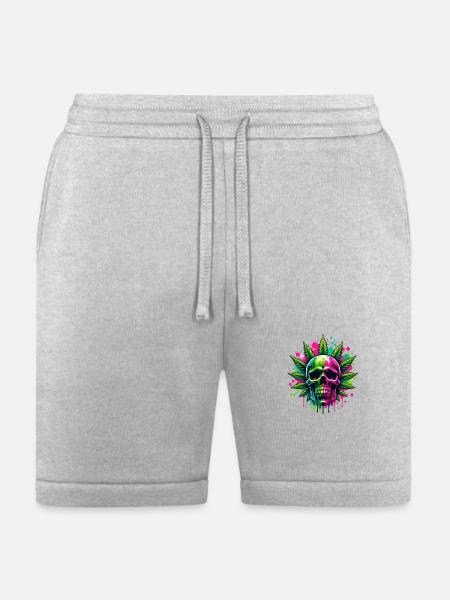Cannabis Skull Hot Pink - Bella + Canvas Unisex Short - heather gray
