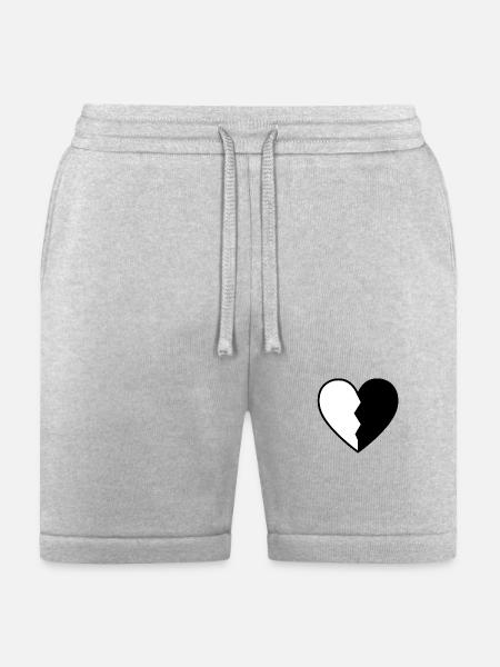 black and white heart - Bella + Canvas Unisex Short - heather gray