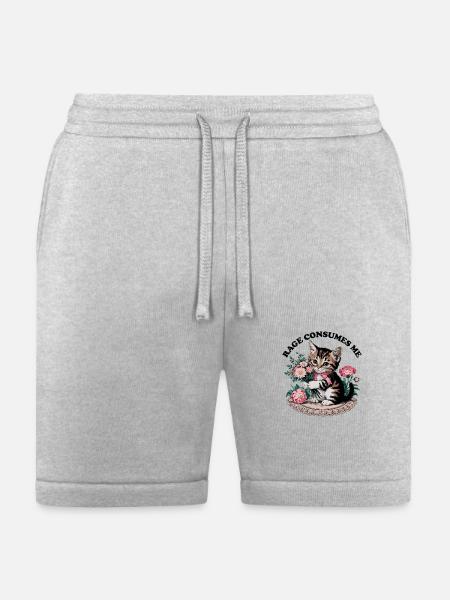 Rage Consumes Me Cat Flower Cute Kitty Cat Meme - Bella + Canvas Unisex Short - heather gray