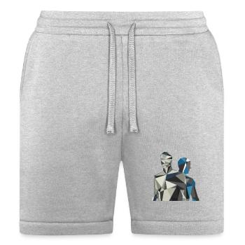 Geometric Duo in Faceted Gray-Blue - Bella + Canvas Unisex Short - heather gray - Front