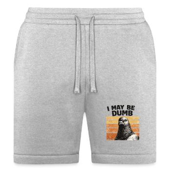 I May Be Dumb Pigeon Retro Tee - Bella + Canvas Unisex Short - heather gray - Front