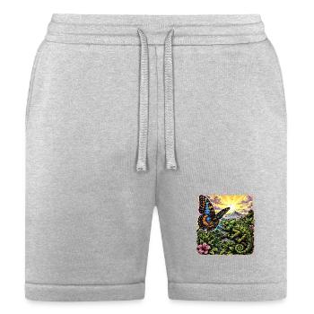 Sunrise Jungle: Butterfly Meets Chameleon - Bella + Canvas Unisex Short - heather gray - Front