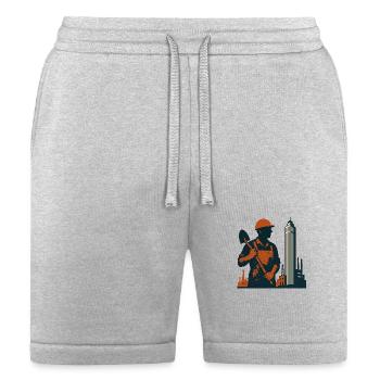 Vintage Cityscape Construction Worker Shirt - Bella + Canvas Unisex Short - heather gray - Front