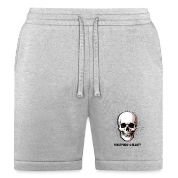 Perception is Reality Halftone Screen Print Skull - Bella + Canvas Unisex Short - heather gray - Front