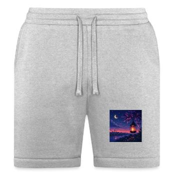 Moonlit Lantern Over Purple Harbor - Bella + Canvas Unisex Short - heather gray - Front