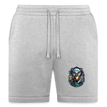 Celestial Deer Moon Forest Nature Wildlife Art - Bella + Canvas Unisex Short - heather gray - Front