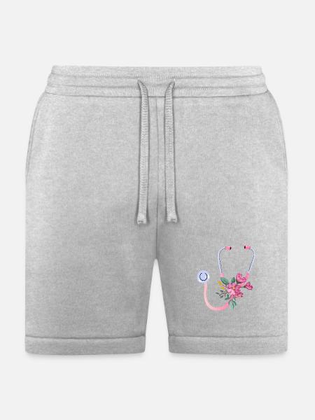 Floral Stethoscope - Bella + Canvas Unisex Short - heather gray