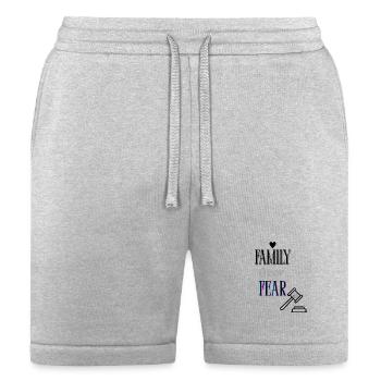 Family Over Fear Neon Typography Design - Bella + Canvas Unisex Short - heather gray - Front