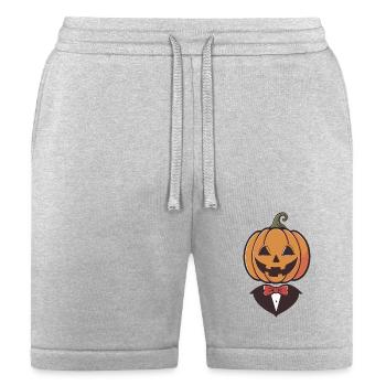 Pumpkin Head Wearing Suit and Tie - Bella + Canvas Unisex Short - heather gray - Front