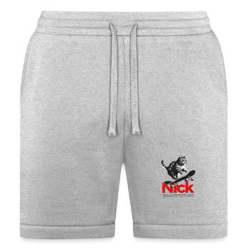 Cool Cat Skateboard with cute Boy Name NICK - Bella + Canvas Unisex Short - heather gray - Front