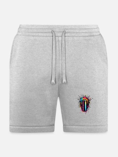 Vivid Spray Graffiti Burst - Bella + Canvas Unisex Short - heather gray