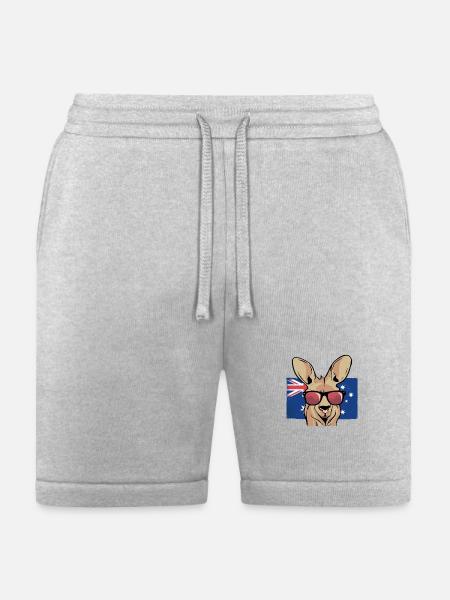 Aussie Kangaroo Sunglasses Flag - Bella + Canvas Unisex Short - heather gray