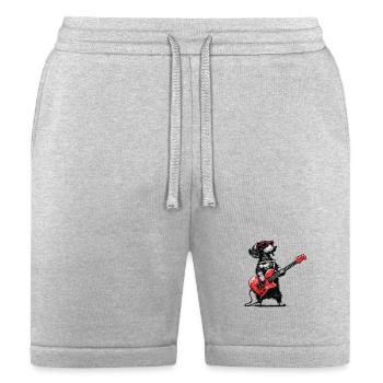 Rock Dog with Red Heart Guitar - Bella + Canvas Unisex Short - heather gray - Front