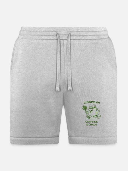 Running on Caffeine & Chaos - Bella + Canvas Unisex Short - heather gray