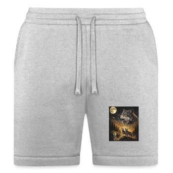 Moon Wolf Howling Moonlight - Bella + Canvas Unisex Short - heather gray - Front