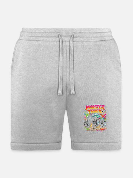 Monster Truck Neon Splash - Bella + Canvas Unisex Short - heather gray