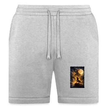 Bulldog Howling At The Full Moon Fantasy Art - Bella + Canvas Unisex Short - heather gray - Front