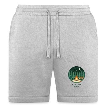 Explore More Forest Campfire Night Sky Badge - Bella + Canvas Unisex Short - heather gray - Front