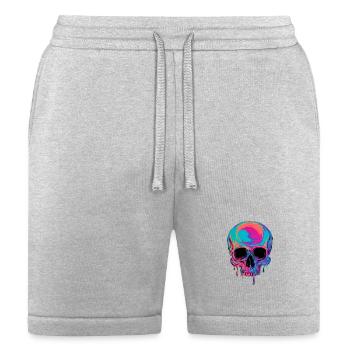 Neon Edgy Dark Skull - Melting Neon Skull Design - Bella + Canvas Unisex Short - heather gray - Front