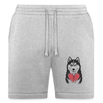 Husky Crying Broken Heart - Bella + Canvas Unisex Short - heather gray - Front
