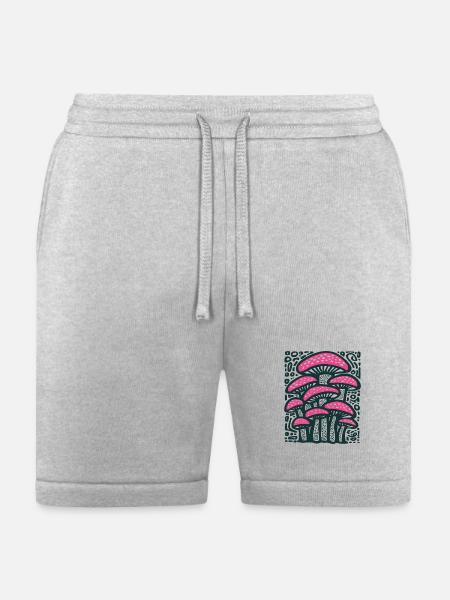 Pink Mushroom Cluster Pattern - Bella + Canvas Unisex Short - heather gray
