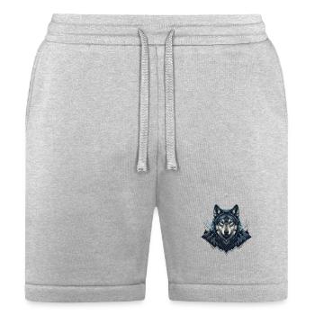 Astral Howl: Geometric Wolf Mountain Totem - Bella + Canvas Unisex Short - heather gray - Front