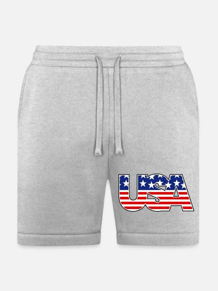 American Flag USA Logo - Bella + Canvas Unisex Short - heather gray