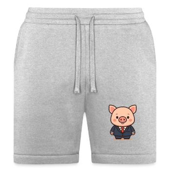 Cute pig in a suit kawaii - Bella + Canvas Unisex Short - heather gray - Front