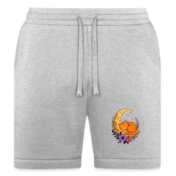 Moonlit Cat on Crescent Moon - Bella + Canvas Unisex Short - heather gray - Front