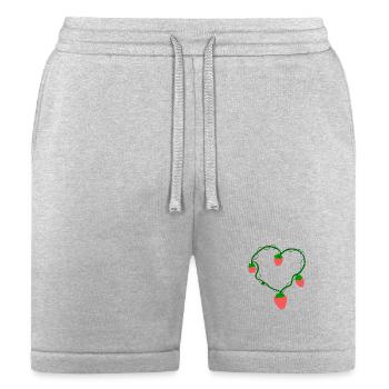 Strawberry Heart Vine Cute Romantic Fruit Botanic - Bella + Canvas Unisex Short - heather gray - Front