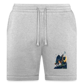 Geometric Wolf Howling Moon - Bella + Canvas Unisex Short - heather gray - Front