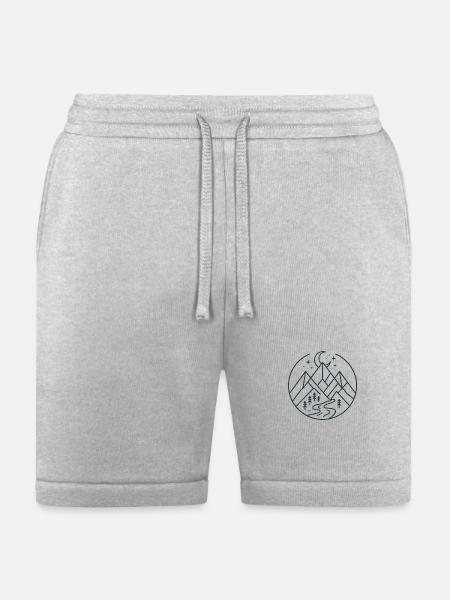 Moonlit Mountain River Line Art - Bella + Canvas Unisex Short - heather gray