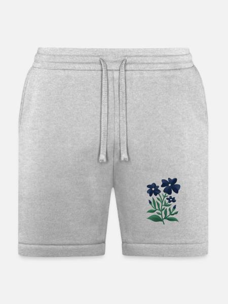 Midnight Blue Bloom Botanical Print - Bella + Canvas Unisex Short - heather gray