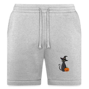Midnight Witch Cat and Pumpkin - Bella + Canvas Unisex Short - heather gray - Front