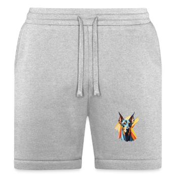 Geometric Colorful Dog - Doberman Portrait - Bella + Canvas Unisex Short - heather gray - Front