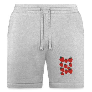 Red Strawberry Risograph Print Fruit Pattern Art - Bella + Canvas Unisex Short - heather gray - Front