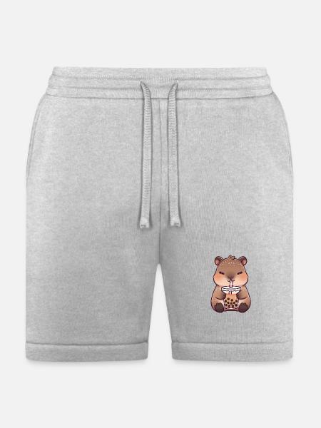 Kawaii CapybaraDrinking Milk Tea - Bella + Canvas Unisex Short - heather gray