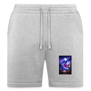 Cosmic Wolf Howling at Moon Galaxy Night Landscape - Bella + Canvas Unisex Short - heather gray - Front