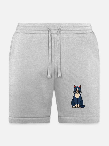 Blue Cat Illustration with Cream Belly - Bella + Canvas Unisex Short - heather gray