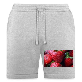 Crimson Strawberry Closeup - Bella + Canvas Unisex Short - heather gray - Front