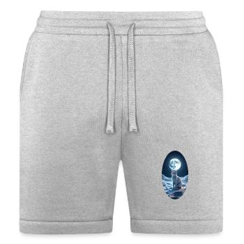 Lunar Cat – Cosmic Cat Under Full Moon ART - Bella + Canvas Unisex Short - heather gray - Front