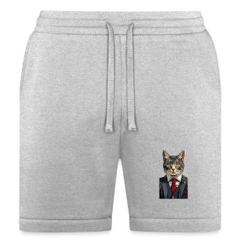 Cat CEO in Pinstripe Suit - Bella + Canvas Unisex Short - heather gray - Front
