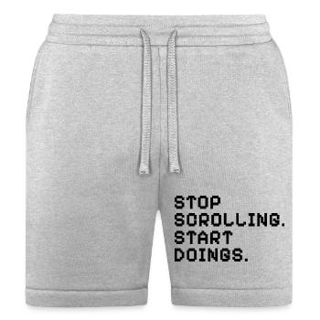 Stop Scrolling Start Doings Pixel Art Motivational - Bella + Canvas Unisex Short - heather gray - Front