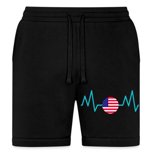 Heartbeat USA Flag – Patriotic American Pride Tee - Bella + Canvas Unisex Short